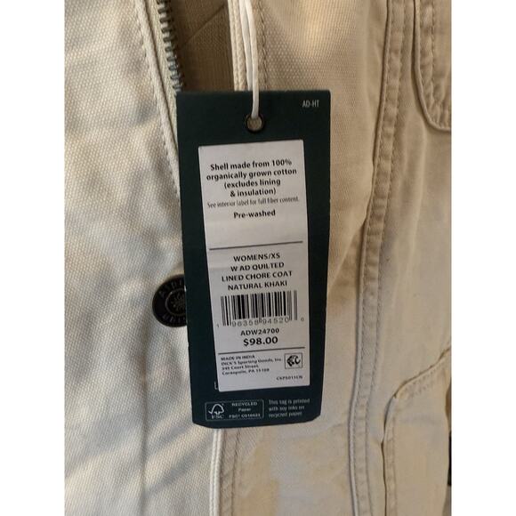 Alpine Design Women’s XS Quilted Chore Coat Natural Khaki Organic Cotton - Picture 8 of 13